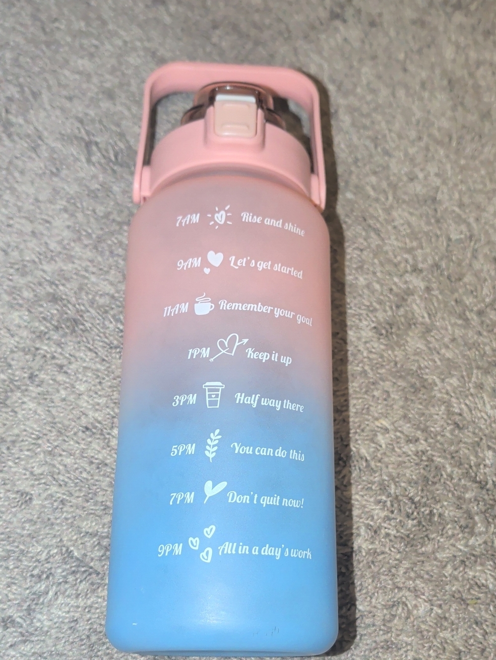 Pink to Blue Gradient Motivational Water Bottle - Portable Hydration